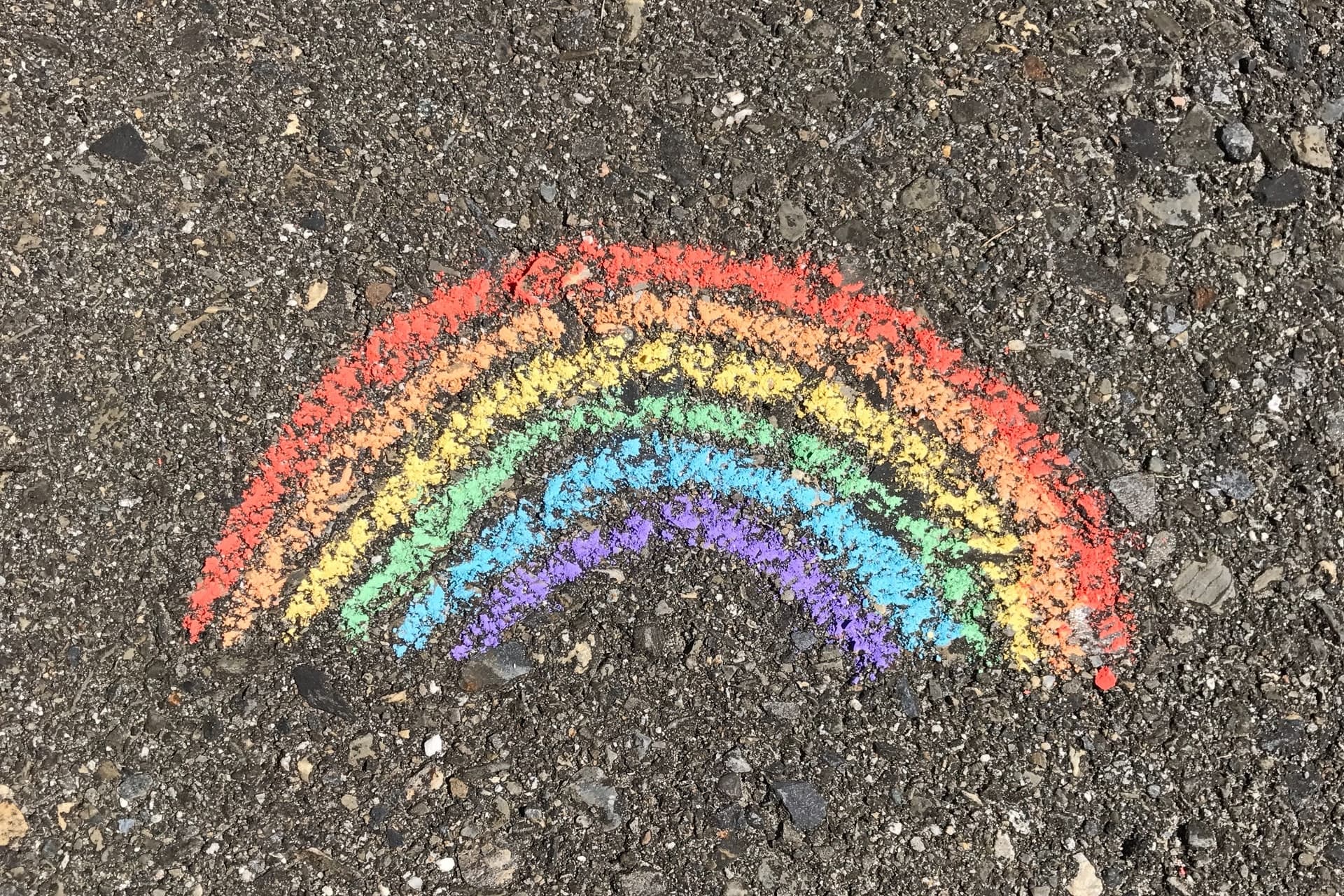 Sidewalk chalk rainbow